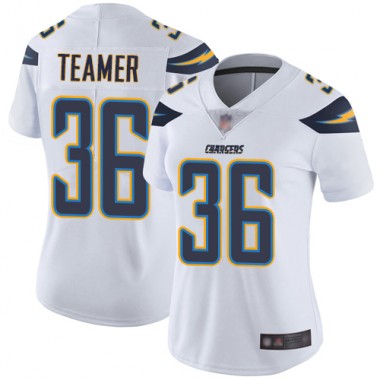 Los Angeles Chargers NFL Football Roderic Teamer White Jersey Women Limited 36 Road Vapor Untouchable